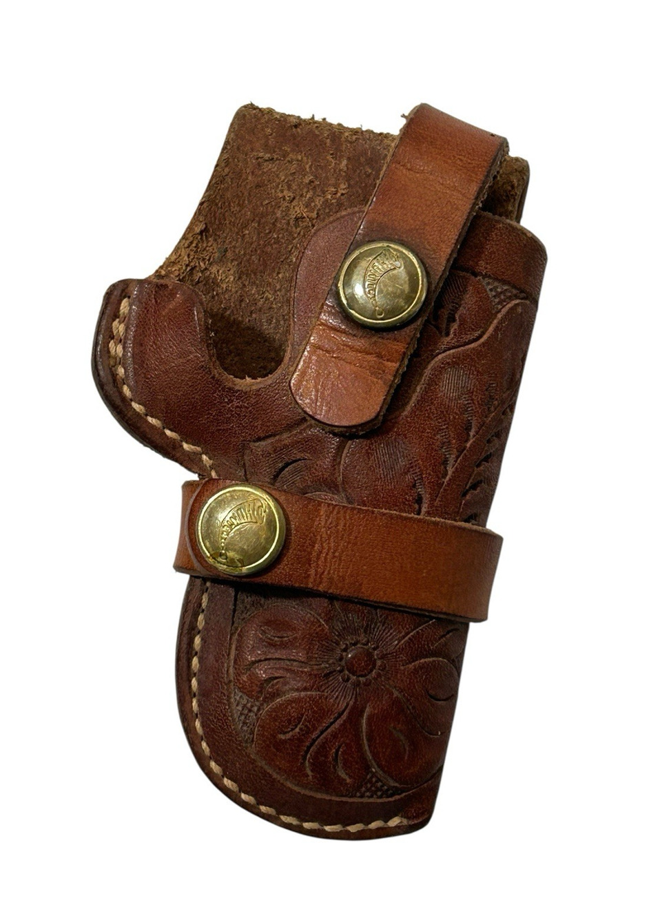 RH Holster HUNTER 5", Brown Tooled Leather Floral Design